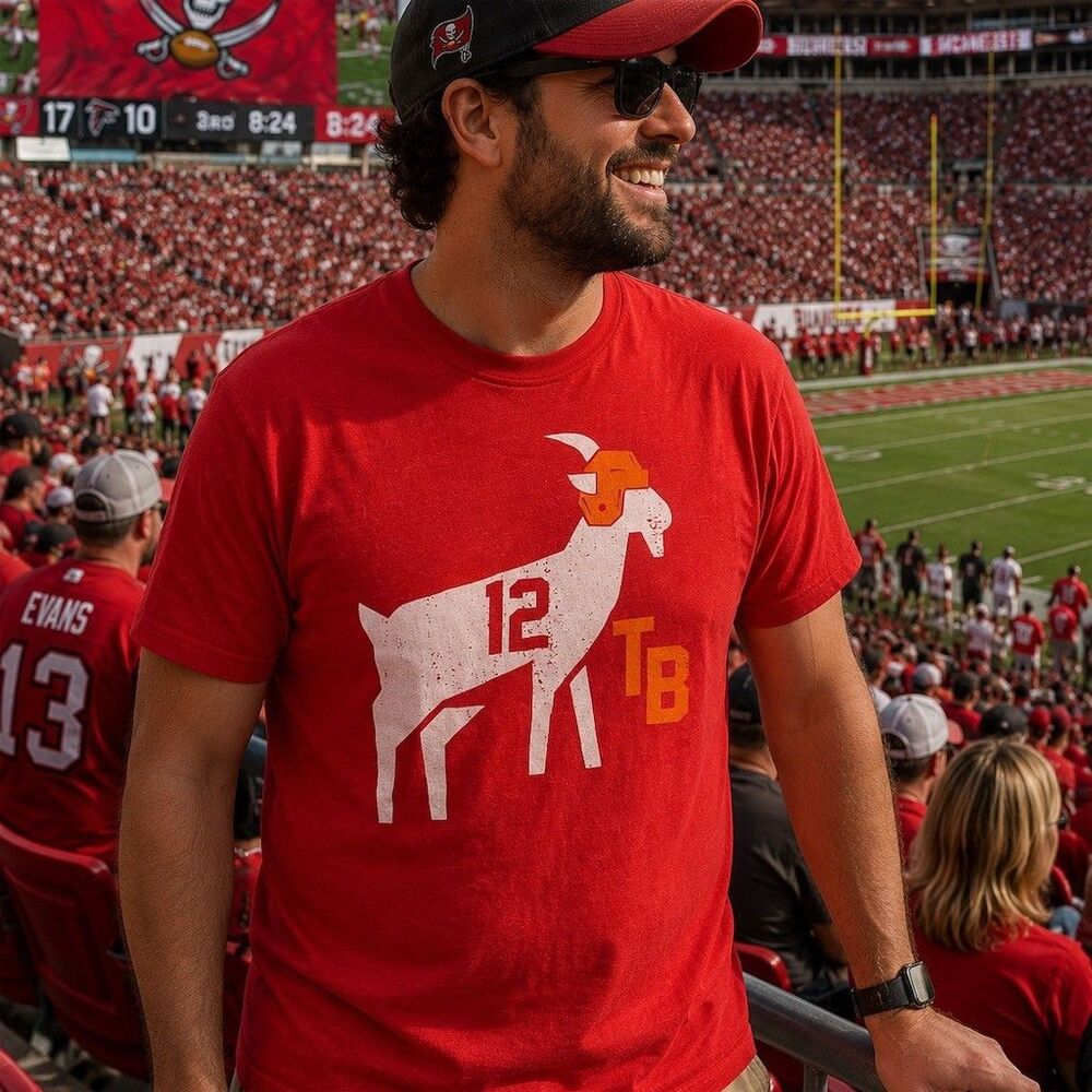 Official Goat Gear Tampa Bay Buccaneers Tom Brady #12 Graphic T-Shirt 2XL Rare